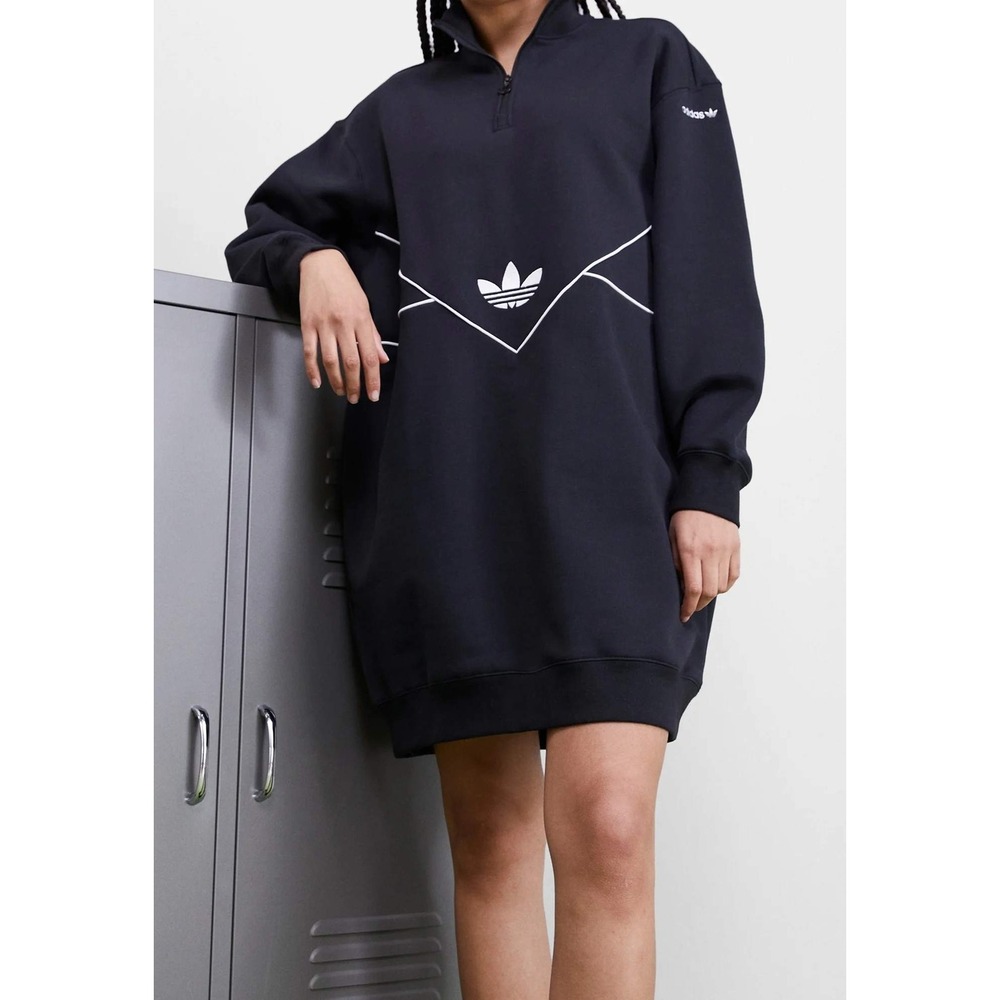 Adidas Originals Womens Next Dress Black Mesh Sweatshirt Trefoil XL 20 22